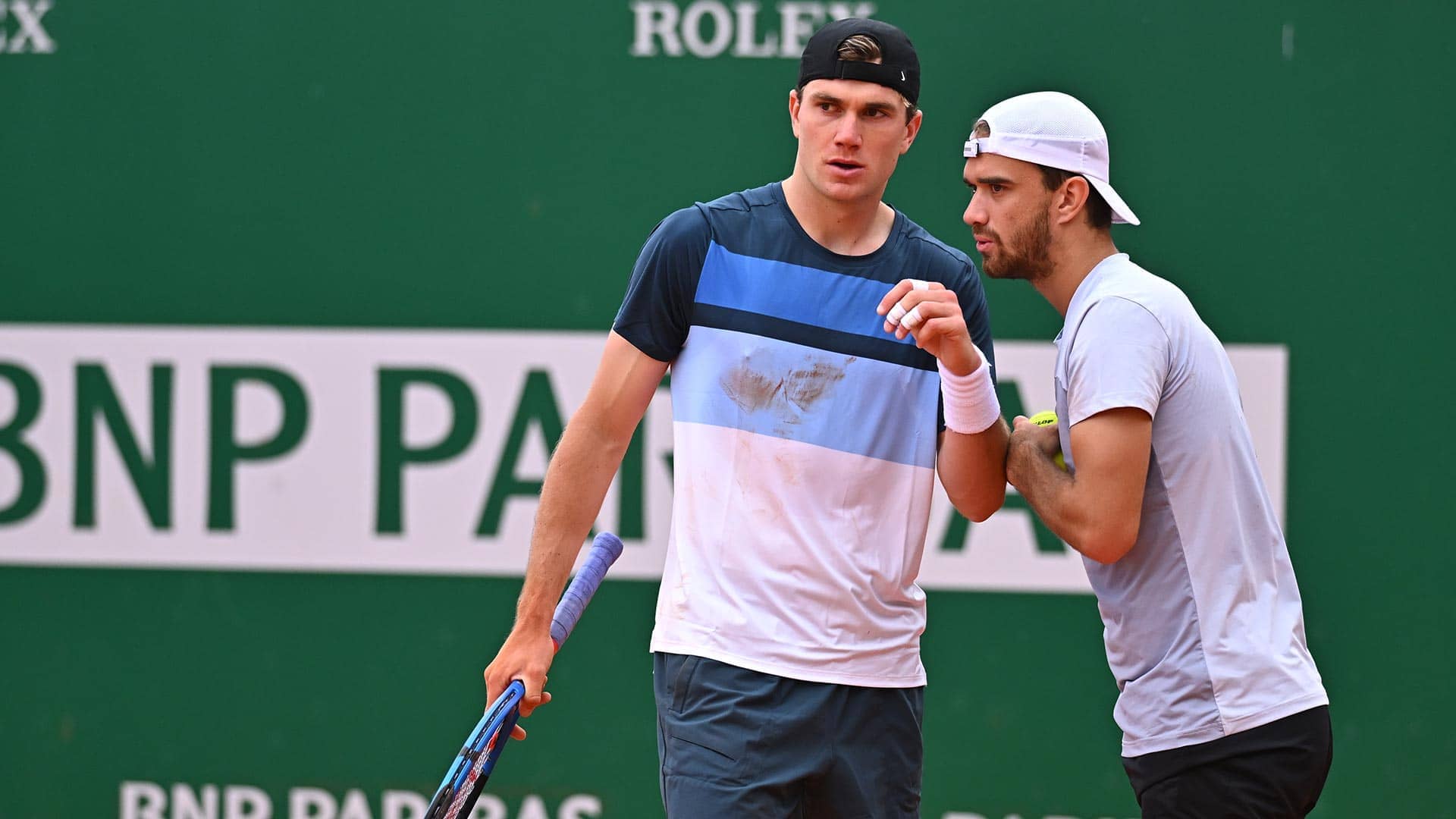 Jack Draper and Tomas Machac during their first-round win on Monday in Monte-Carlo.