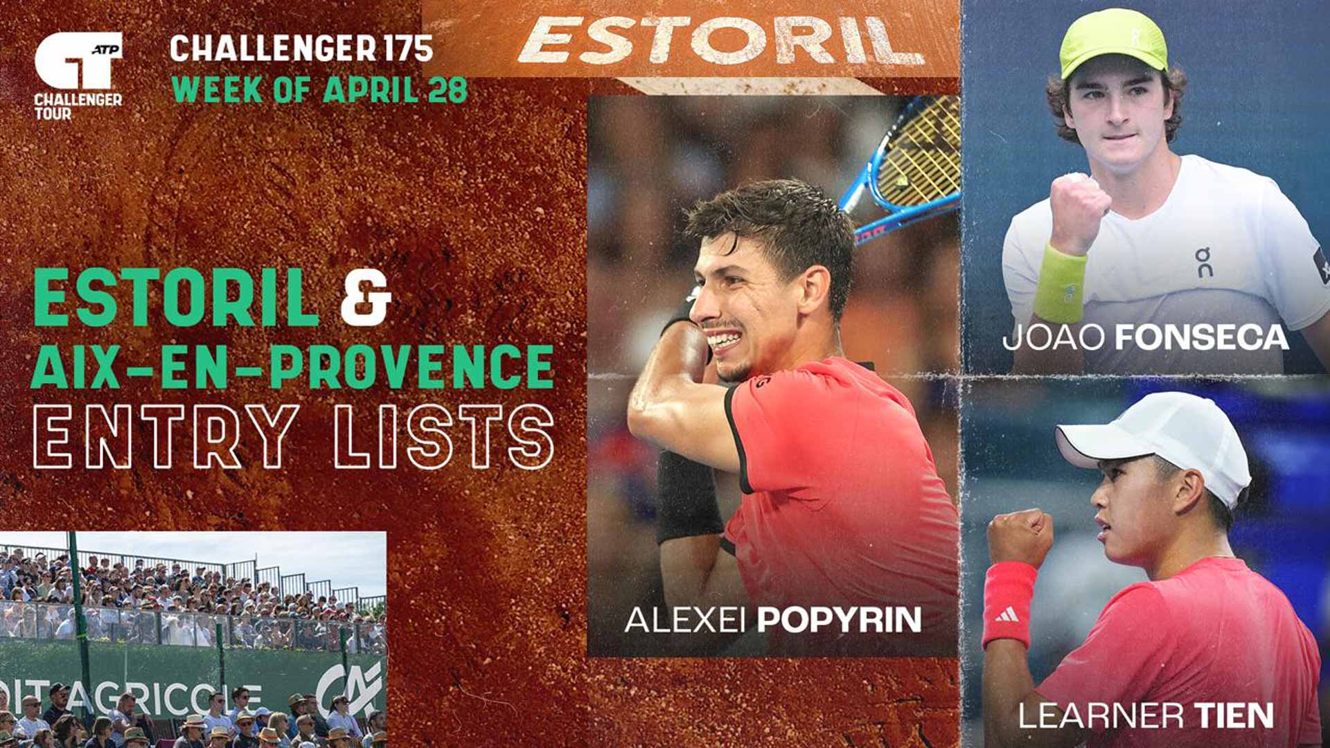 The Estoril and Aix-en-Provence Challengers run from 29 April - 4 May.