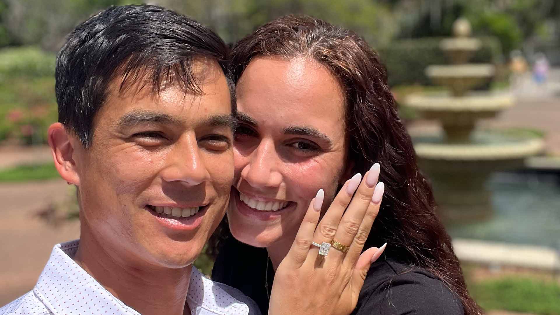 Mackenzie McDonald and Maria Mateas celebrate their engagement in Orlando.
