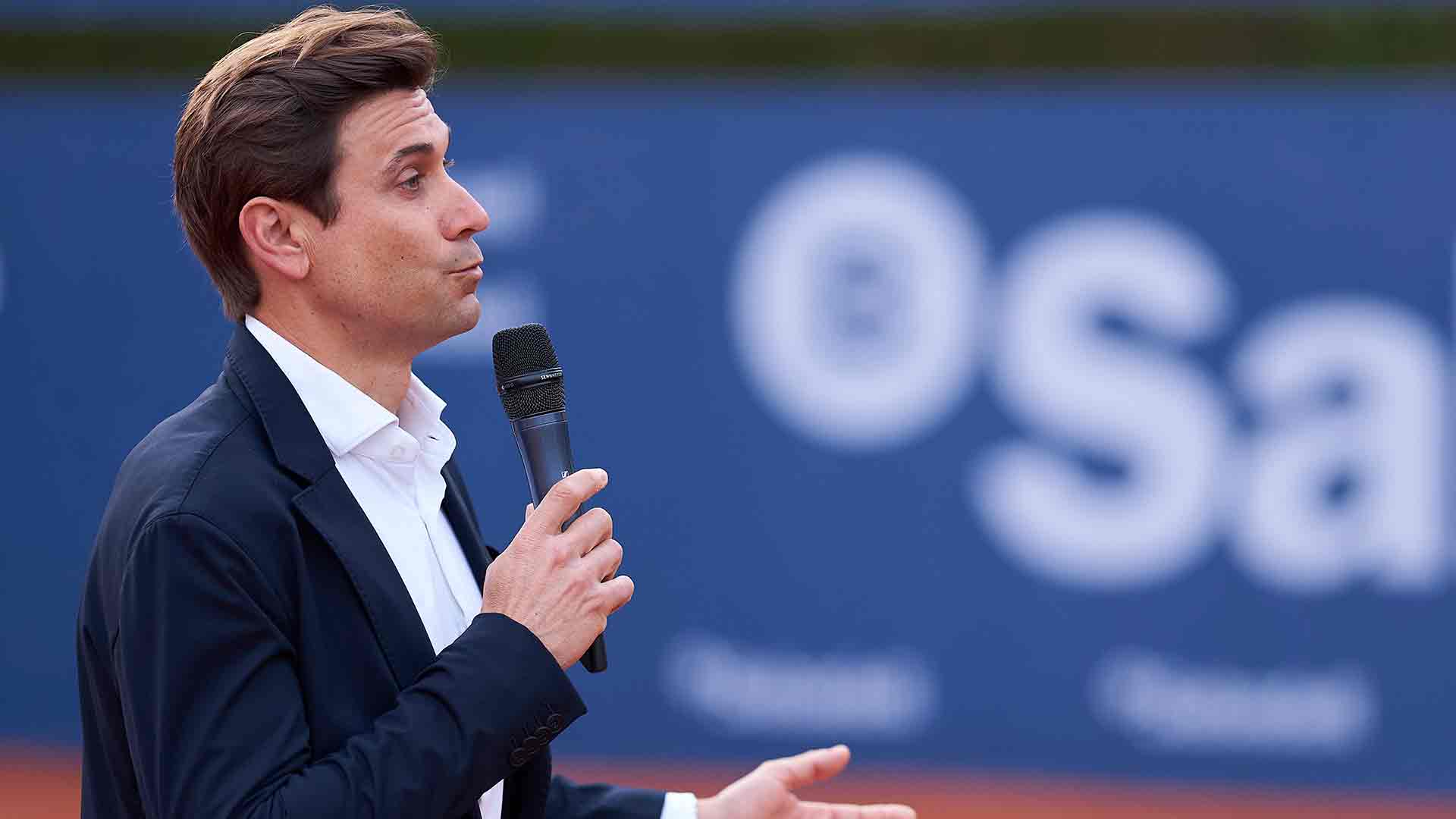 David Ferrer durante la charla inaugural de esta edición del Barcelona Open Banc Sabadell 2025.