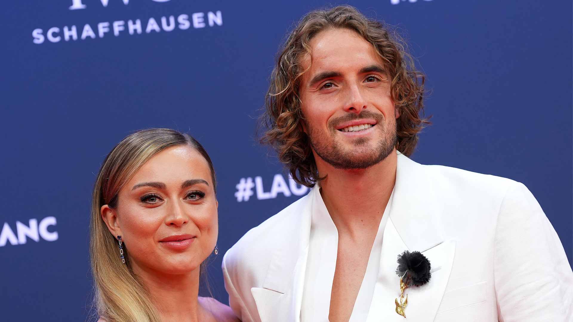 Paula Badosa y Stefanos Tsitsipas en los Laureus World Sports Awards 2025, el lunes en Madrid.