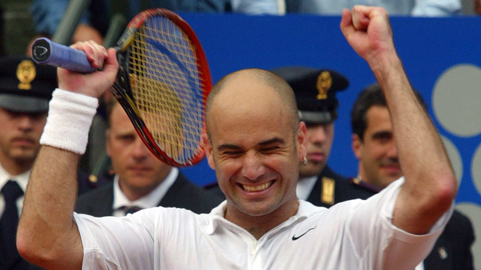 Andre Agassi won his 10th clay-court singles title in Rome in 2002.