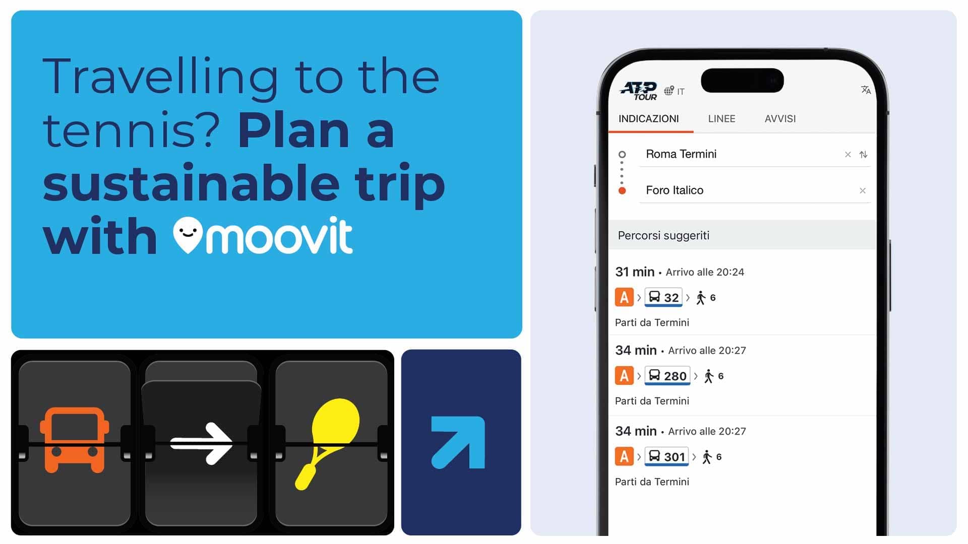 Moovit & ATP Tour Collaborate to Enhance Sustainable Mobility for tennis fans