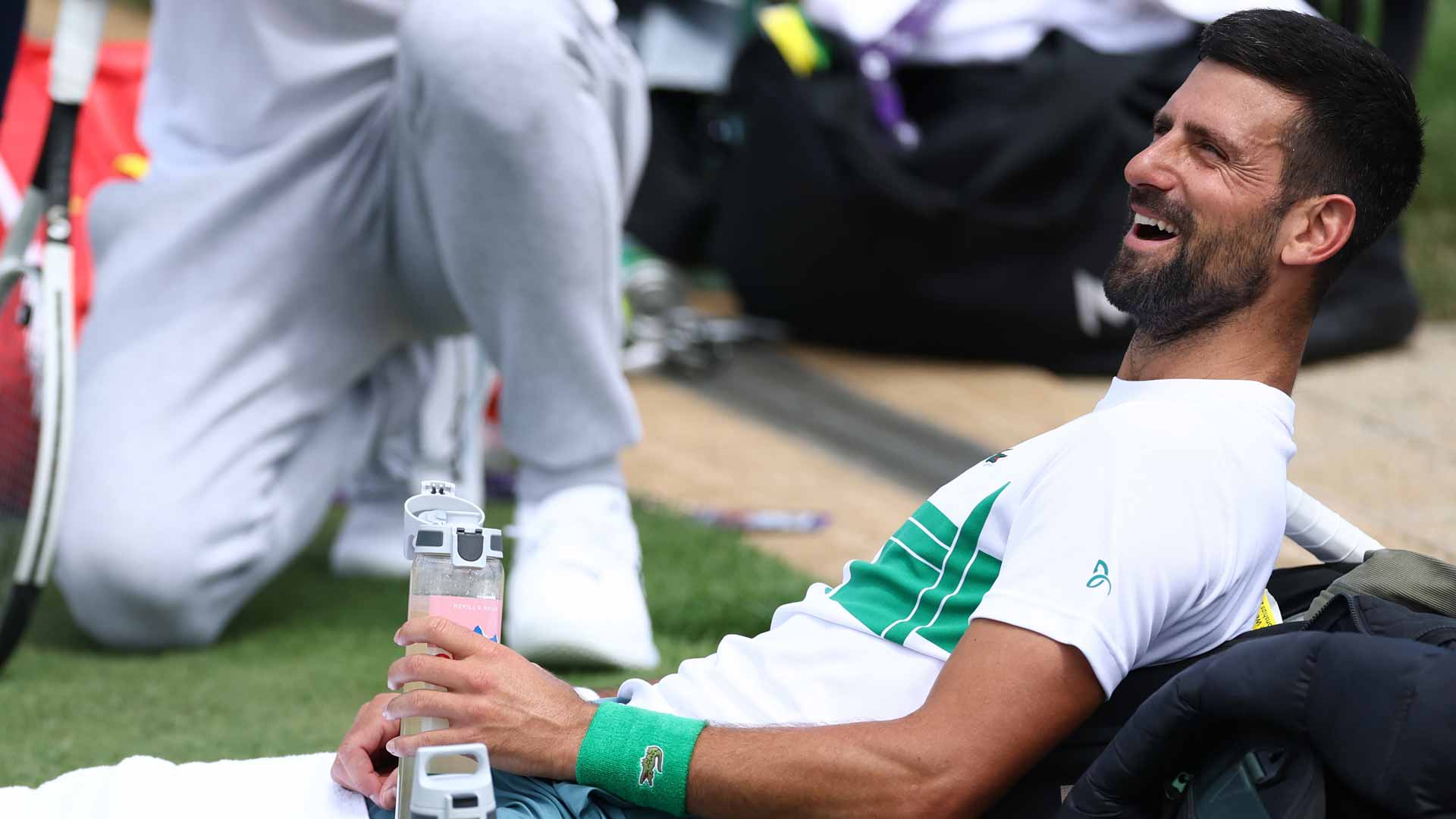 <a href='https://www.atptour.com/en/players/novak-djokovic/d643/overview'>Novak Djokovic</a> on Tuesday at <a href='https://www.atptour.com/en/tournaments/wimbledon/540/overview'>Wimbledon</a>.