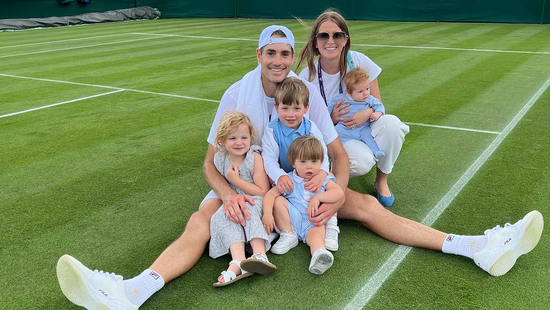 John and Maddie Isner with Hunter Grace (4), Hobbs (3), Mack (1 1/2) and Chapel (2 months) at Wimbledon.