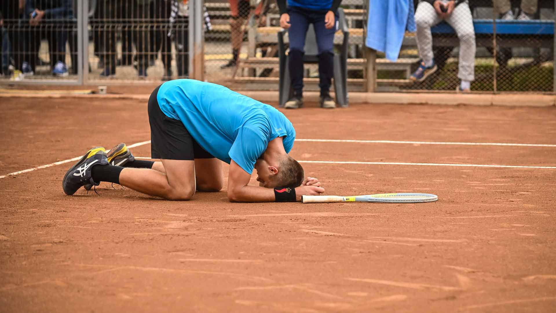 Nerman Fatic celebrates his maiden ATP Challenger Tour title.