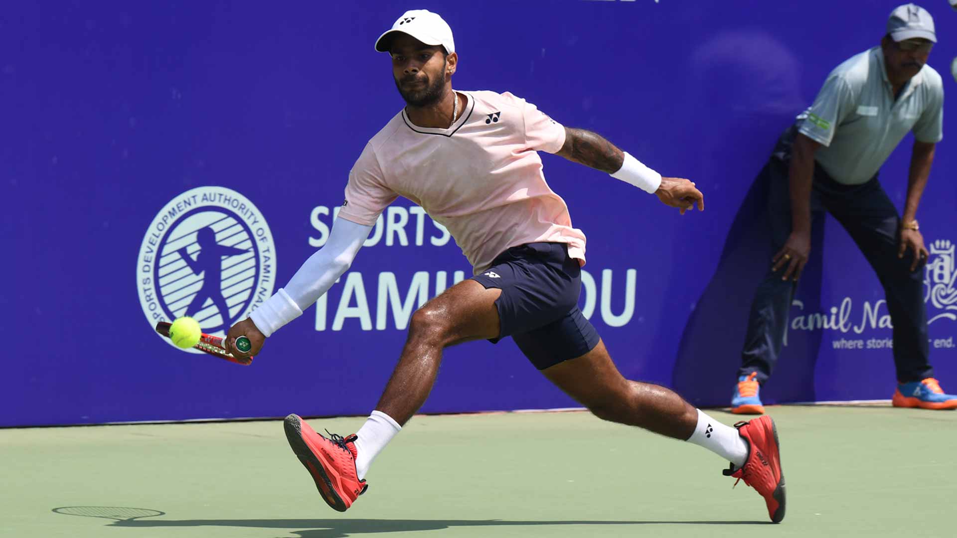 Sumit Nagal competes on home soil at the Chennai Challenger in February.
