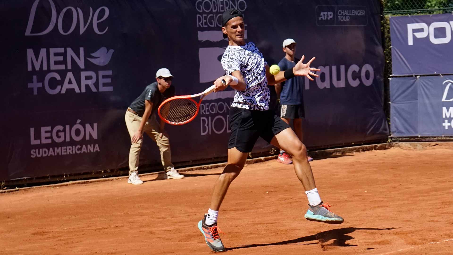 Federico Coria in action at the 2023 Concepcion Challenger.