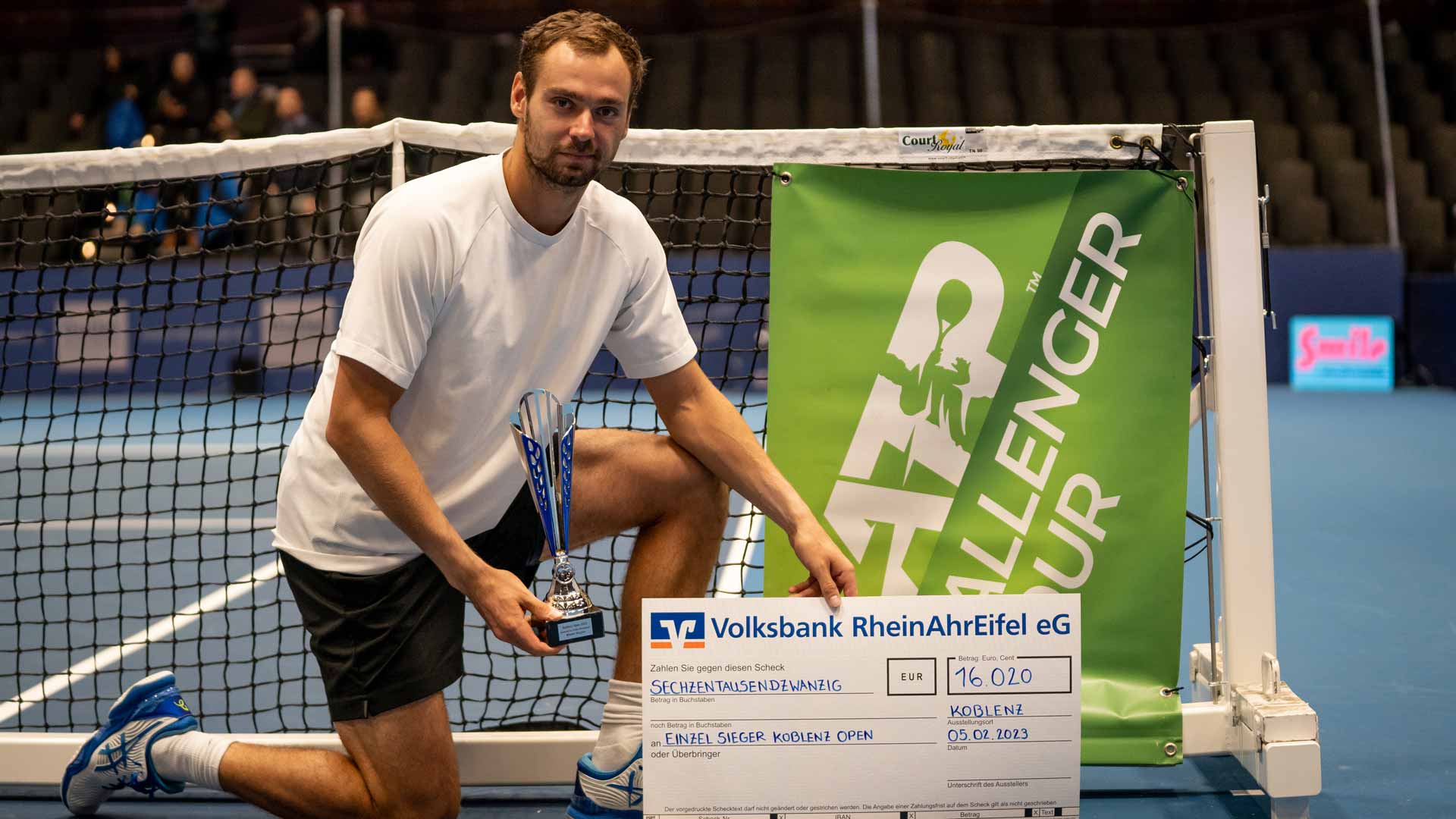 Roman Safiullin collects the title at the 2023 Koblenz Challenger.
