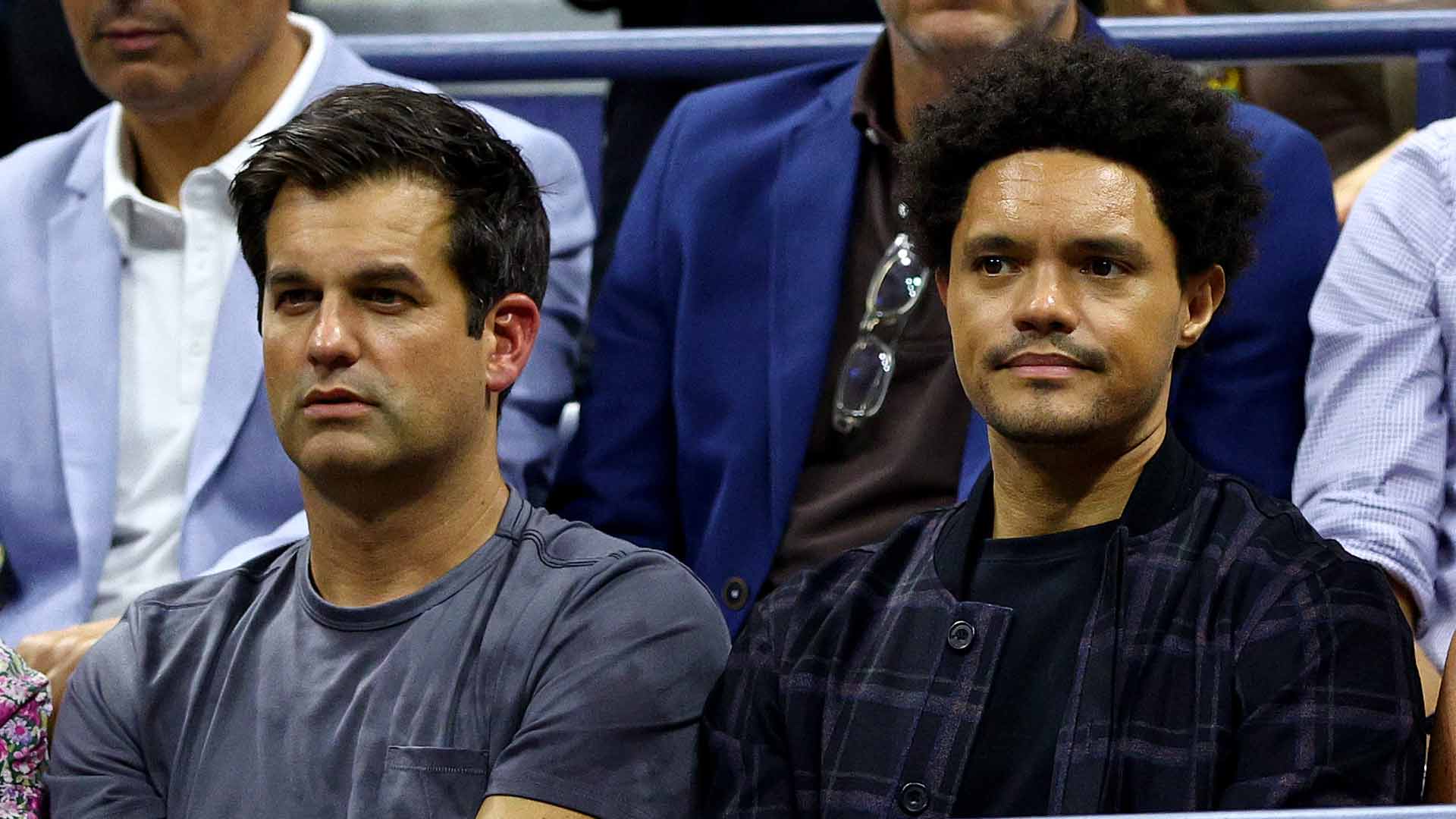 Comedian Trevor Noah (right) was in attendance for the US Open quarter-finals Tuesday night.