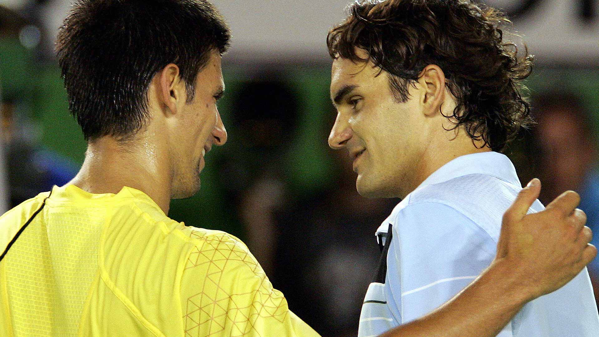 Novak Djokovic and Roger Federer meet for the first time in Grand Slam action in the fourth round of the 2007 Australian Open.