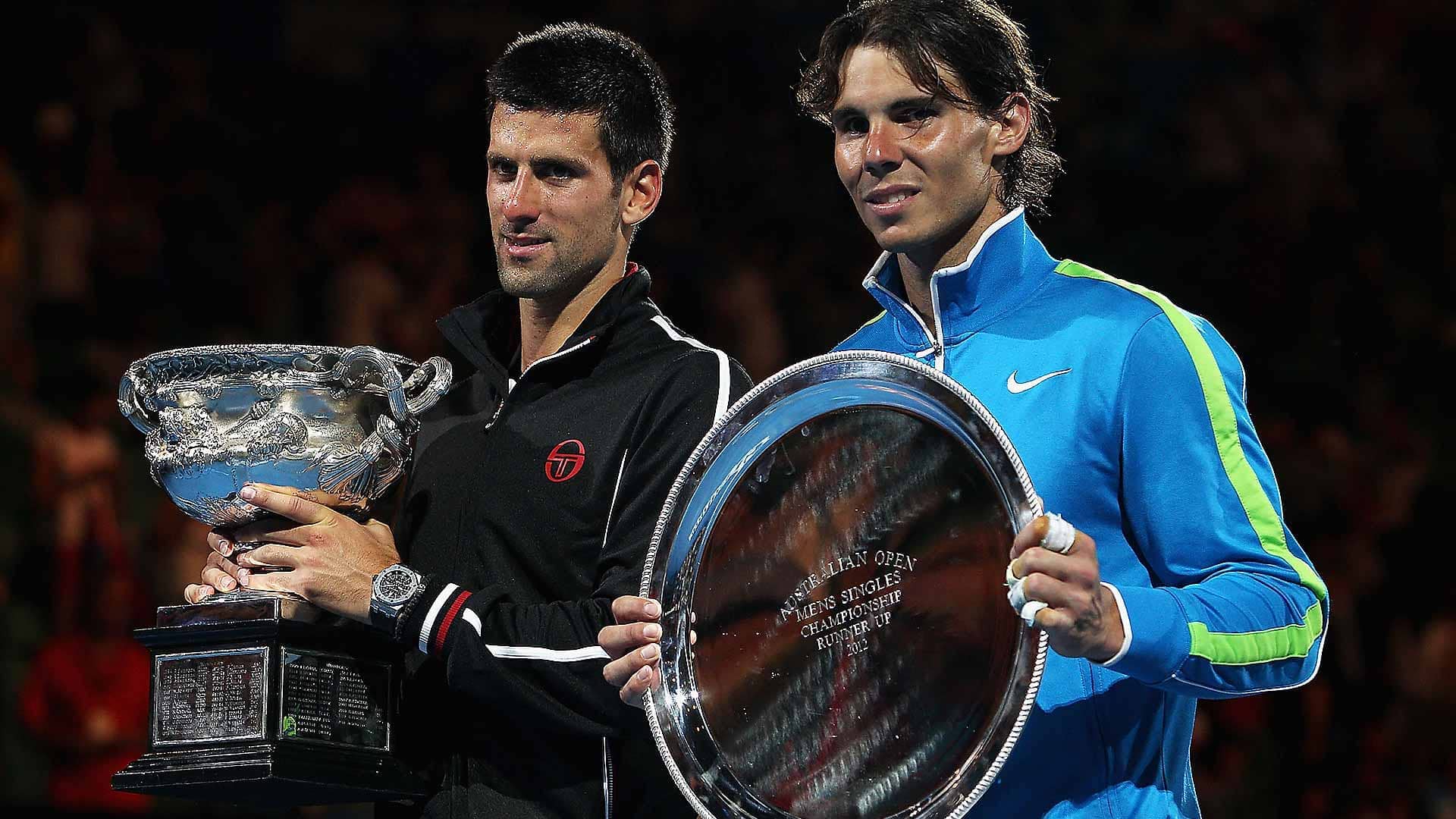 Novak Djokovic prevails in a seventh straight final meeting against Rafael Nadal at the 2012 Australian Open.