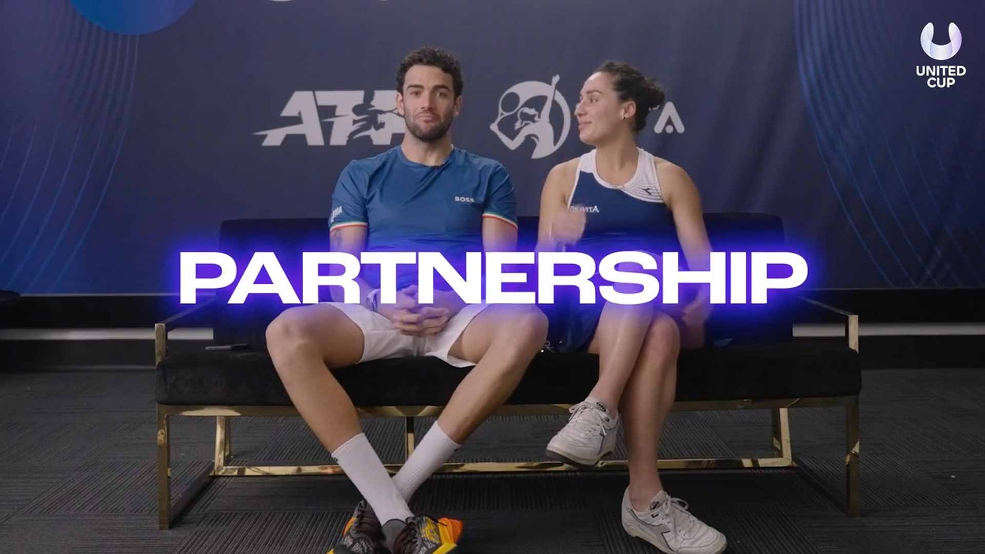 Matteo Berrettini and Martina Trevisan during the 2023 United Cup Partnership feature.