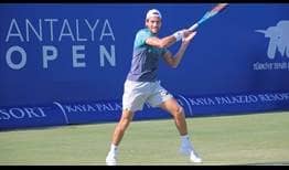 Joao Sousa advances to the second round in Antalya on Sunday.