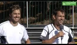 Freddie Nielsen (at right) clinched the Tiburon Challenger doubles title with Johan Brunstrom, hours after winning his singles qualifying opener in Sacramento.