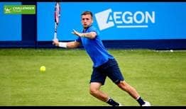 Daniel Evans has the British crowd on his side at the ATP Challenger Tour event in Surbiton.