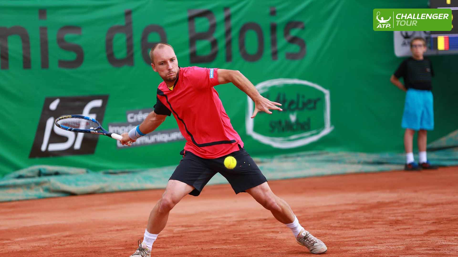 Steve Darcis competes at the ATP Challenger Tour event in Blois. 