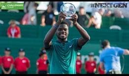 #NextGen star Frances Tiafoe lifts his first ATP Challenger Tour winner's trophy in Granby.