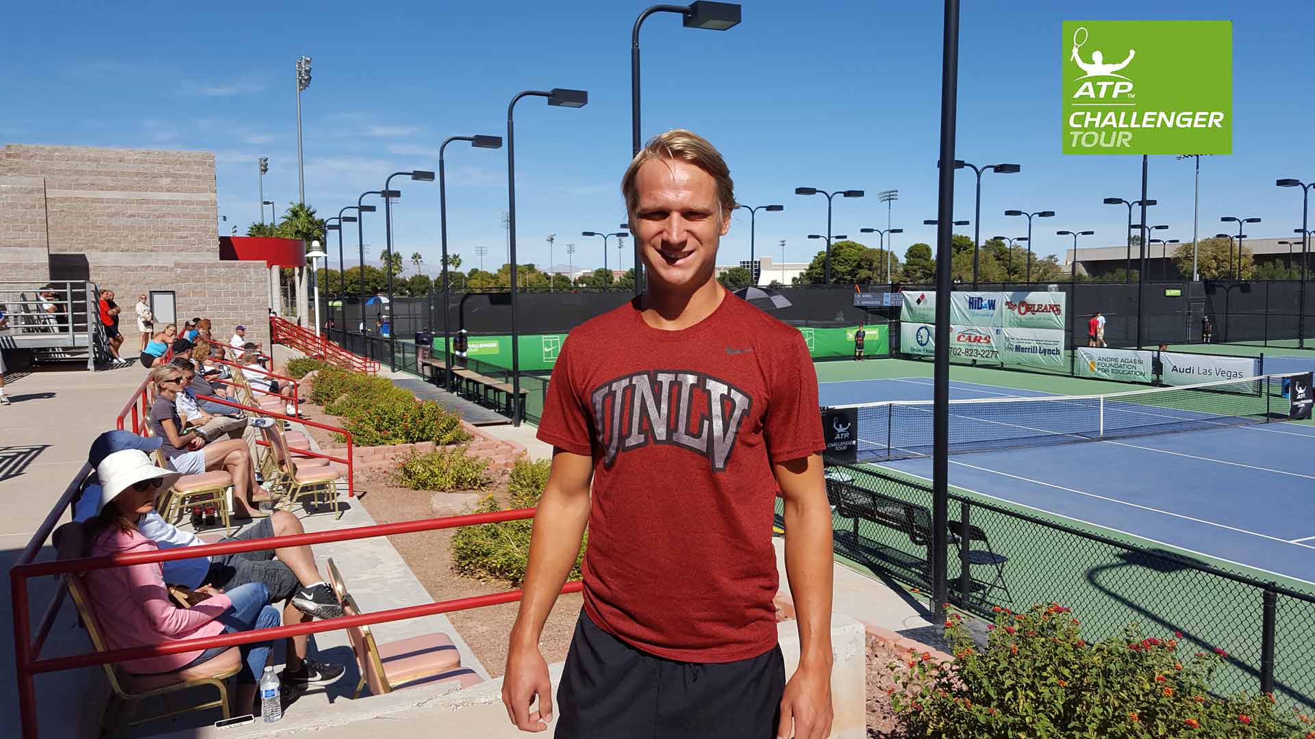 Jakob Amilon had the crowd on his side at the ATP Challenger Tour event in Las Vegas.