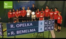 Reilly Opelka is all smiles after winning his first Challenger title in Charlottesville.