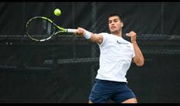 Carlos Alcaraz entrenando antes de su debut en el ATP Masters 1000 de Montreal ante Tommy Paul.