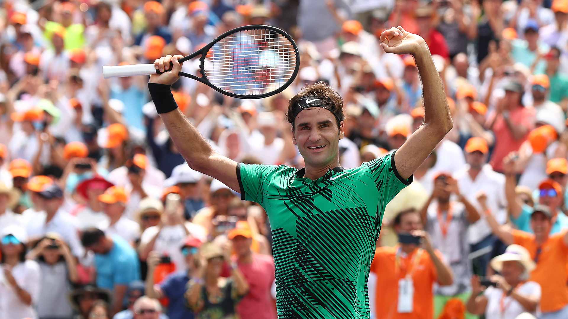 Roger Federer celebrates his third Miami title and 26th at the ATP World Tour Masters 1000 level.