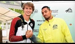 Alexander Zverev and Nick Kyrgios look set to meet in the first round of the 2018 Davis Cup World Group as Germany faces Australia in Brisbane this weekend.