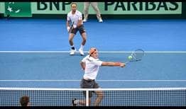 Germany's Tim Puetz and Jan-Lennard Struff beat Australia's Matt Ebden and John Peers to move one point away from the Davis Cup World Group quarter-finals.
