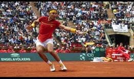 Rafael Nadal wins his 23rd consecutive Davis Cup singles rubber to beat Germany's Philipp Kohlschreiber on Friday.