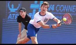 Yannick Maden upsets Hungarian No. 1 Marton Fucsovics to reach the Gazprom Hungarian Open second round on Tuesday.