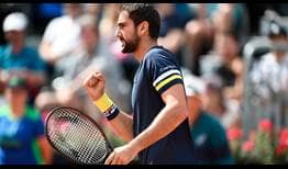 Marin Cilic advanced to the quarter-finals in Rome for the third time with a victory against Benoit Paire.