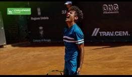 Ulises Blanch celebrates his ATP Challenger Tour breakthrough on the clay of Perugia, Italy.