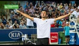 Bernard Tomic celebrates his first title at any level since 2015, winning at the ATP Challenger Tour event in Mallorca.