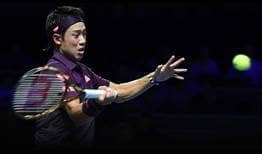 Kei Nishikori beats Peter Gojowczyk during his Moselle Open debut on Wednesday.
