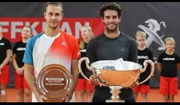 Filippo Baldi lifts his maiden trophy at the ATP Challenger Tour event in Ismaning, Germany.
