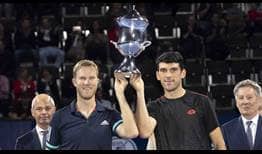 Dominic Inglot and Franko Skugor beat Alexander Zverev and Mischa Zverev to win the Swiss Indoors Basel on Sunday.