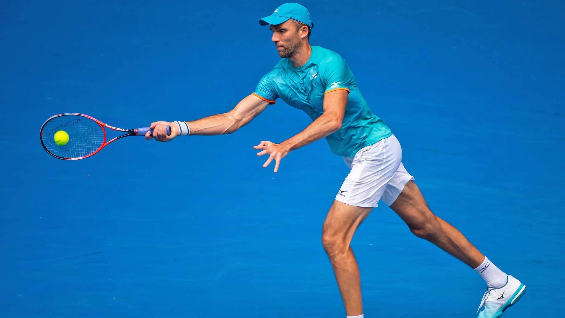 Ivo Karlovic hits a forehand at the 2019 Australian Open.