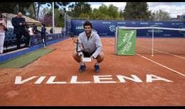 Pablo Andujar celebrates a successful title defence on home soil at the ATP Challenger Tour event in Alicante.