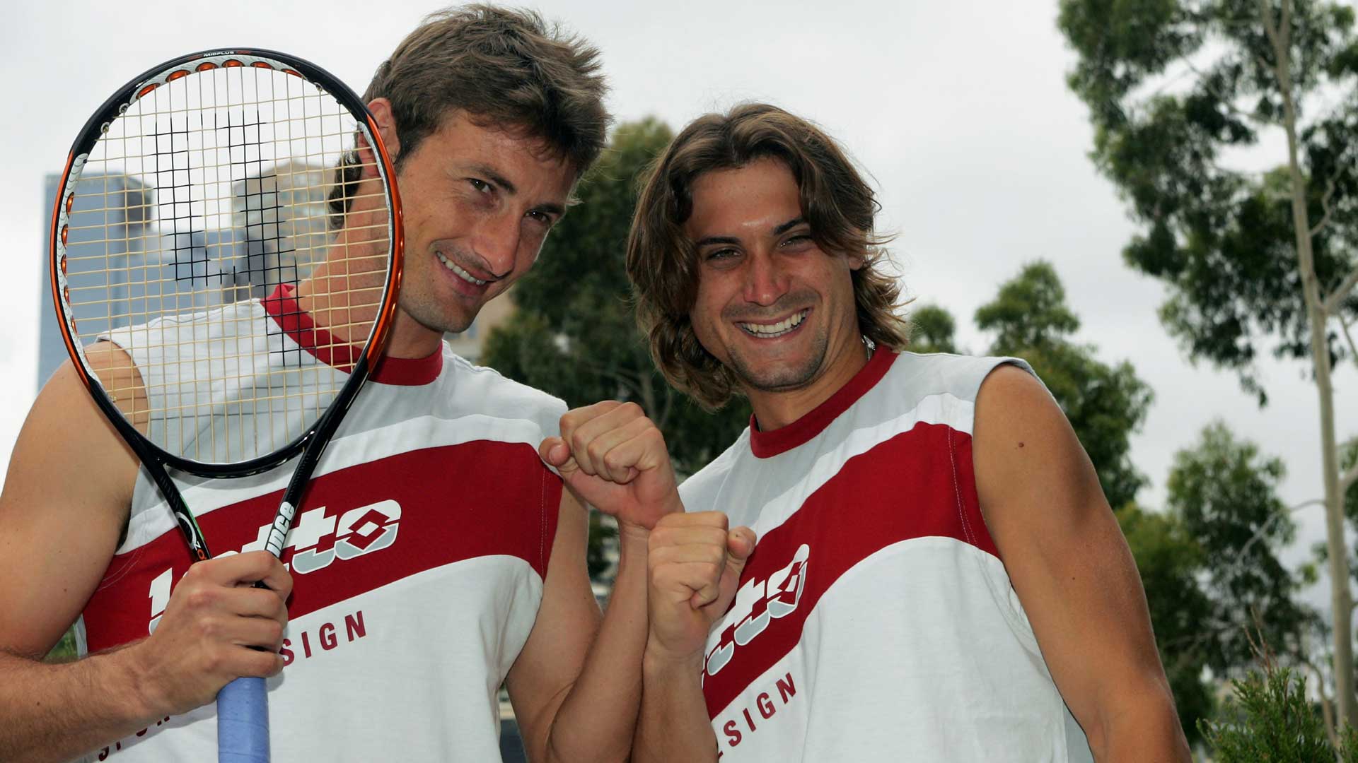 <a href='https://www.atptour.com/en/players/juan-carlos-ferrero/f316/overview'>Juan Carlos Ferrero</a> and <a href='https://www.atptour.com/en/players/david-ferrer/f401/overview'>David Ferrer</a> at the 2008 <a href='https://www.atptour.com/en/tournaments/australian-open/580/overview'>Australian Open</a>
