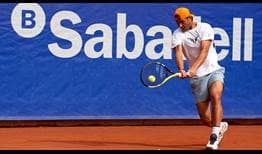 Rafael Nadal durante un entrenamiento en el Barcelona Open Banc Sabadell 2019.