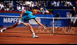 Rafael Nadal durante una acción en su partido de segunda ronda frente a Leonardo Mayer en el Barcelona Open Banc Sabadell.