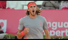 Stefanos Tsitsipas records his 20th tour-level victory of the season on Wednesday at the Millennium Estoril Open.