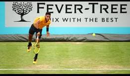 Felix Auger-Aliassime is through to his second consecutive ATP Tour quarter-final on grass.