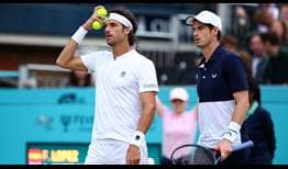 Feliciano Lopez and Andy Murray are halfway to a quarter-final win at the Fever-Tree Championships.