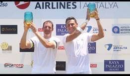 Jonathan Erlich and Artem Sitak drop one set en route to the Turkish Airlines Open Antalya trophy.