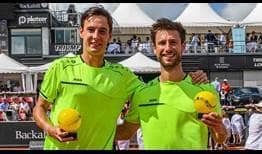 Joran Vliegen and Sander Gille save three of four break points against Federico Delbonis and Horacio Zeballos in the Swedish Open final on Sunday.