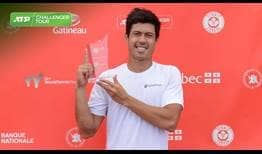 Jason Kubler lifts the trophy in Gatineau, celebrating his fifth ATP Challenger Tour title.