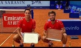 Joran Vliegen, left, and Sander Gille win their second ATP Tour doubles title on Sunday in Gstaad.