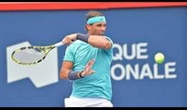 Rafael Nadal saved two set points in the opening set against Dan Evans.