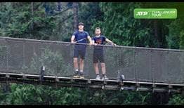 Canadians Brayden Schnur and Filip Peliwo visit the Capilano Suspension Bridge ahead of the Vancouver Challenger.